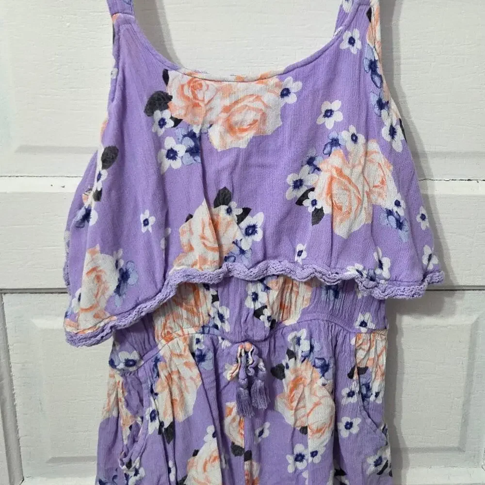 Justice Girls People Flowered Romper with Shoulder Straps size 18